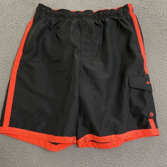 Nike Board Shorts Men’s Size M Lined Black/Neon Orange EUC Swim Trunks - Picture 1 of 7